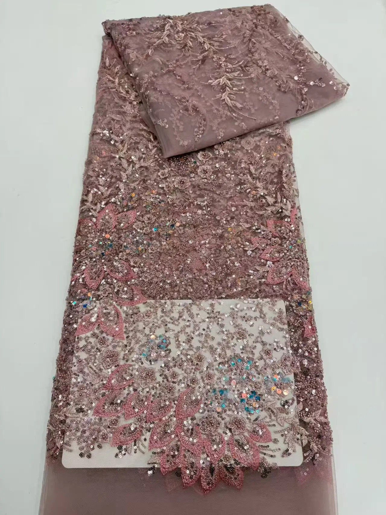 5 Yards African French Mesh Beaded Lace Fabric Sequins High Quality Luxury Nigeria Lace for Women's Party Dress
5 Yards African French Mesh Beaded Lace Fabric Sequins High Quality Luxury Nigeria Lace for Women's Party Dress