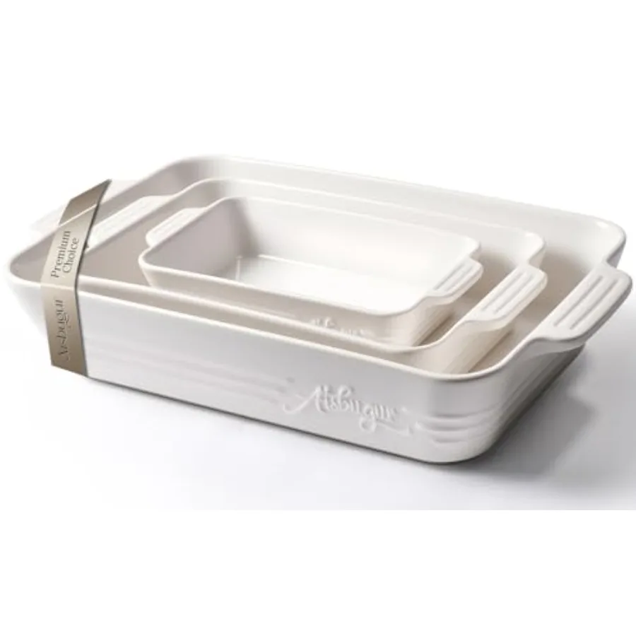 Ceramic Baking Dish Set, 3-Piece Casserole Dishes for Oven, Rectangular Baking Pans, Deep Lasagna Pans with Handles, Multi-Size
Ceramic Baking Dish Set, 3-Piece Casserole Dishes for Oven, Rectangular Baking Pans, Deep Lasagna Pans with Handles, Multi-Size