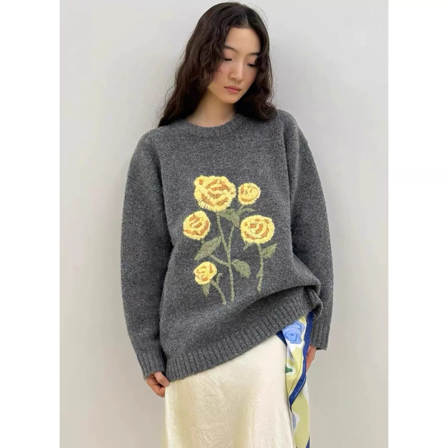 NingYao Korean Sle Winter Wool Knitted Sweater round Ne 3D Print Loose Fit Versatile Women's Long Sve Plant Floral Print
NingYao Korean Sle Winter Wool Knitted Sweater round Ne 3D Print Loose Fit Versatile Women's Long Sve Plant Floral Print