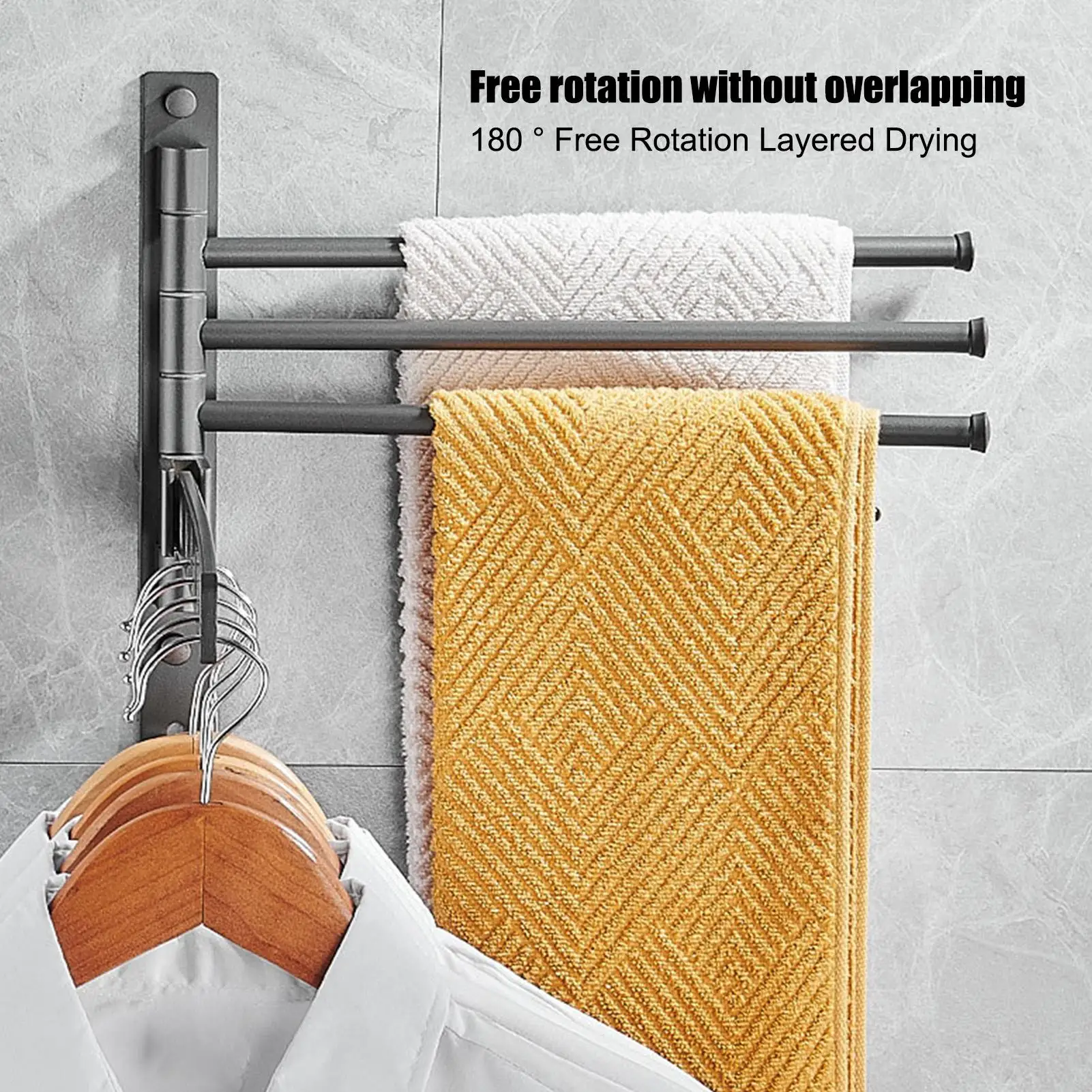 Bathroom Towel Rack Rotatable Towel Holder Space Aluminum 4Bar Towel Hanger Kitchen Shelf Paper Hanging Wall Mounted
Bathroom Towel Rack Rotatable Towel Holder Space Aluminum 4Bar Towel Hanger Kitchen Shelf Paper Hanging Wall Mounted
