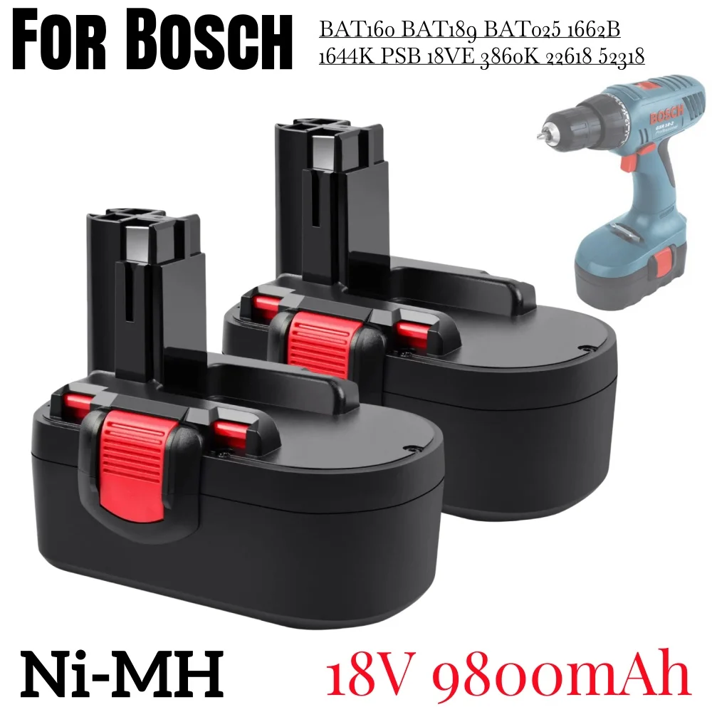 Ni-MH Rechargeable Battery 18V 9.8Ah For Bosch Power tool battery Remplacement BAT025 BAT026 BAT160 PSR180 VE-2 GSR18
Ni-MH Rechargeable Battery 18V 9.8Ah For Bosch Power tool battery Remplacement BAT025 BAT026 BAT160 PSR180 VE-2 GSR18