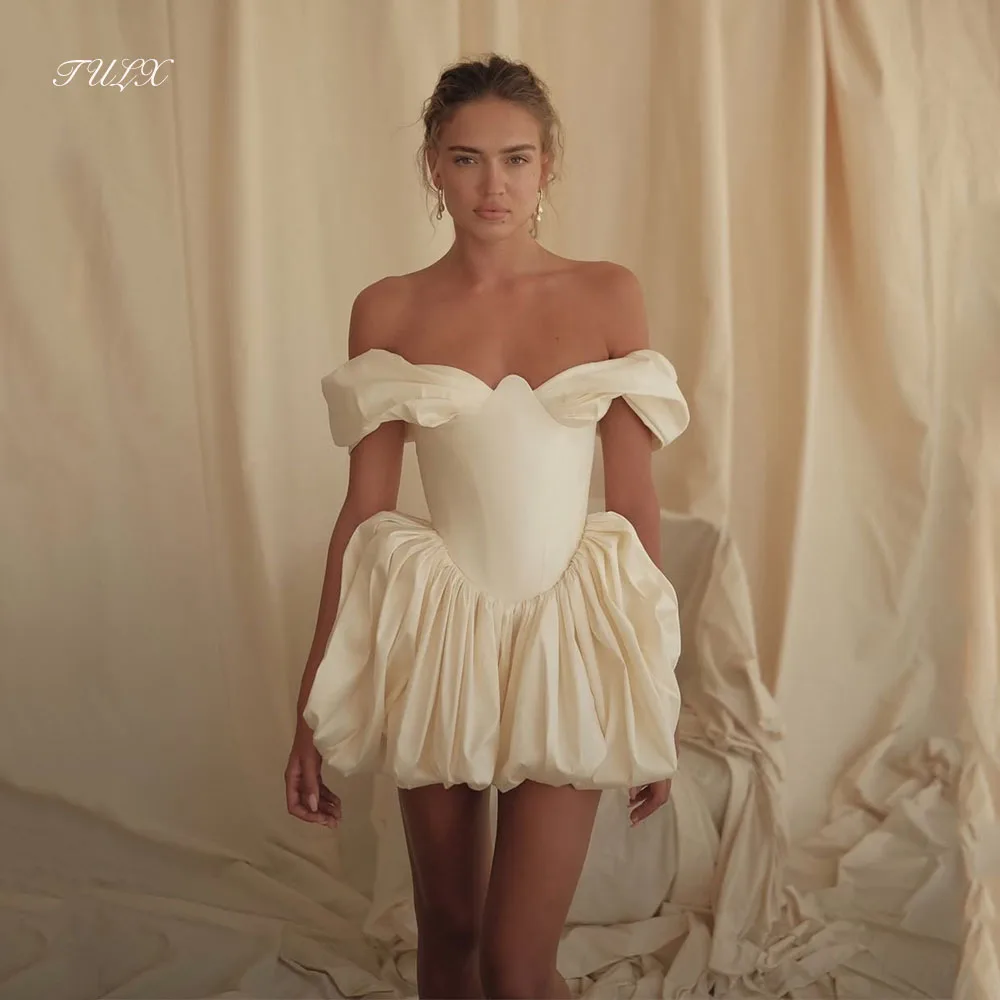 TULX Elegant Beige Taffeta Mini Wedding Dresses Off Shoulder Bridal Gowns A line Short Engagement Party Dress Customized 2026
TULX Elegant Beige Taffeta Mini Wedding Dresses Off Shoulder Bridal Gowns A line Short Engagement Party Dress Customized 2026