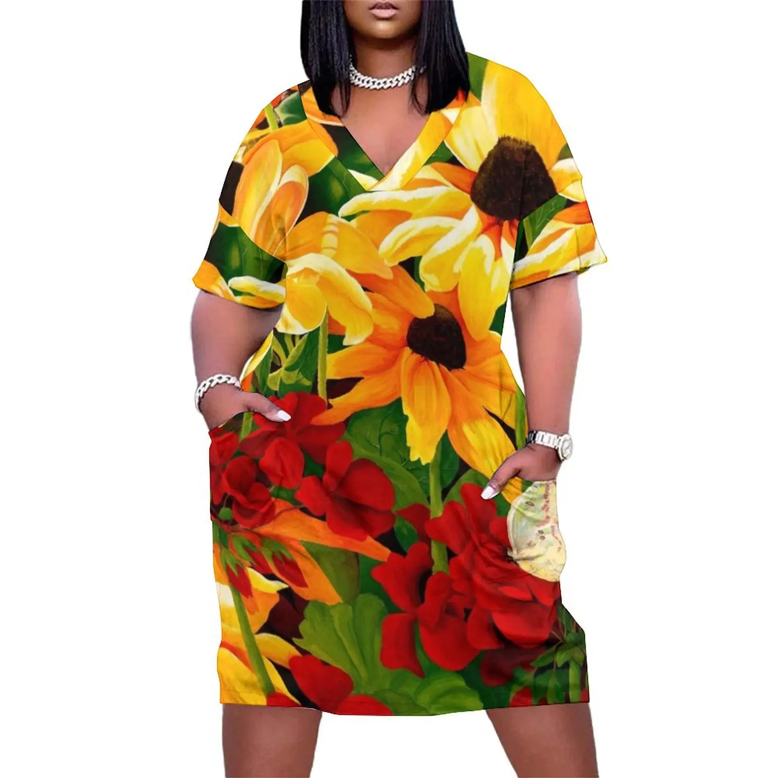 Sunflowers and Geraniums Loose Pocket Dress Casual dresses festival outfit women long dress women summer
Sunflowers and Geraniums Loose Pocket Dress Casual dresses festival outfit women long dress women summer