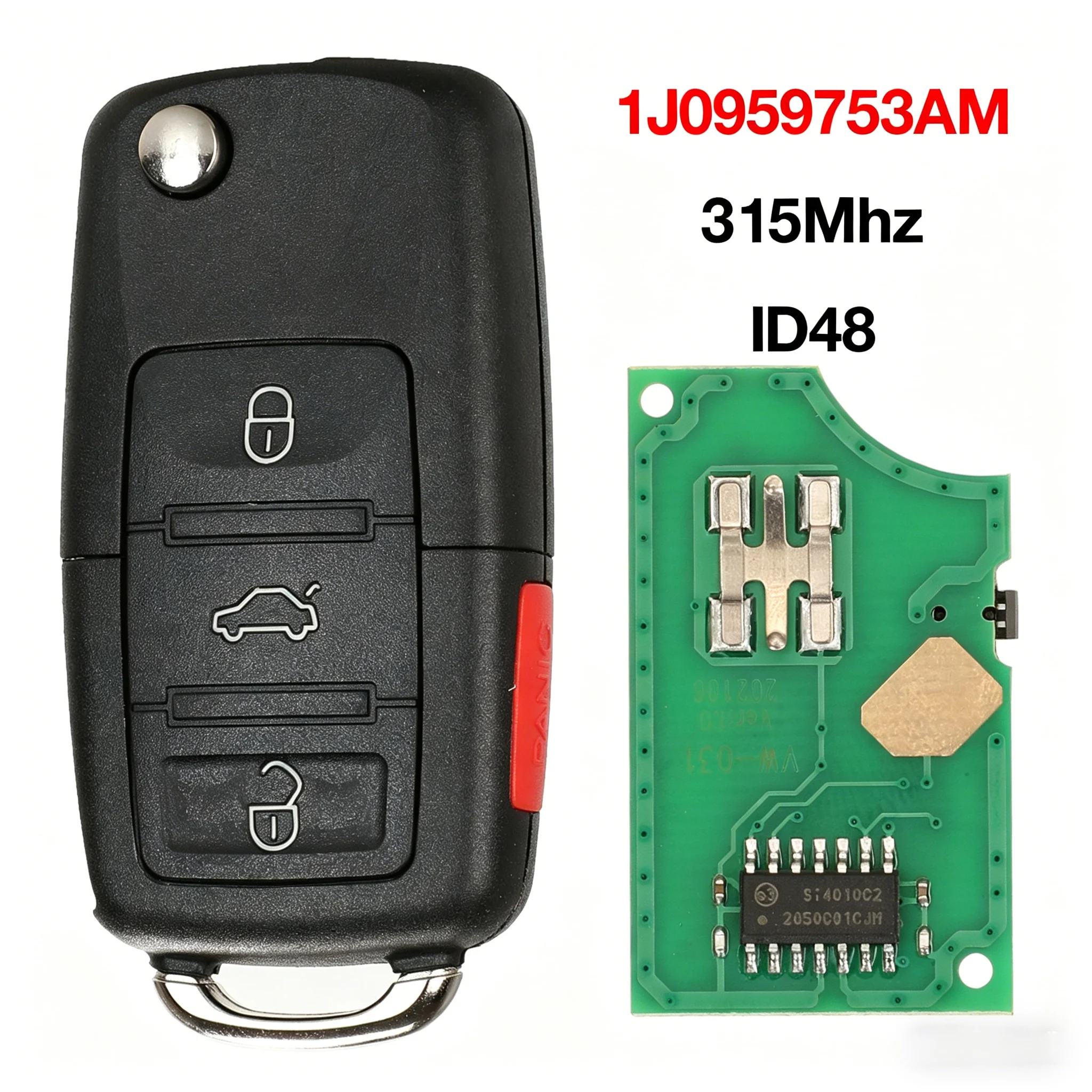 1J0959753AM 4 Button Flip Remote Car Key 315MHz ID48 Megamos 48 Chip For VW Beetle Golf Jetta Passat HU66 Uncut Blade Complete
1J0959753AM 4 Button Flip Remote Car Key 315MHz ID48 Megamos 48 Chip For VW Beetle Golf Jetta Passat HU66 Uncut Blade Complete