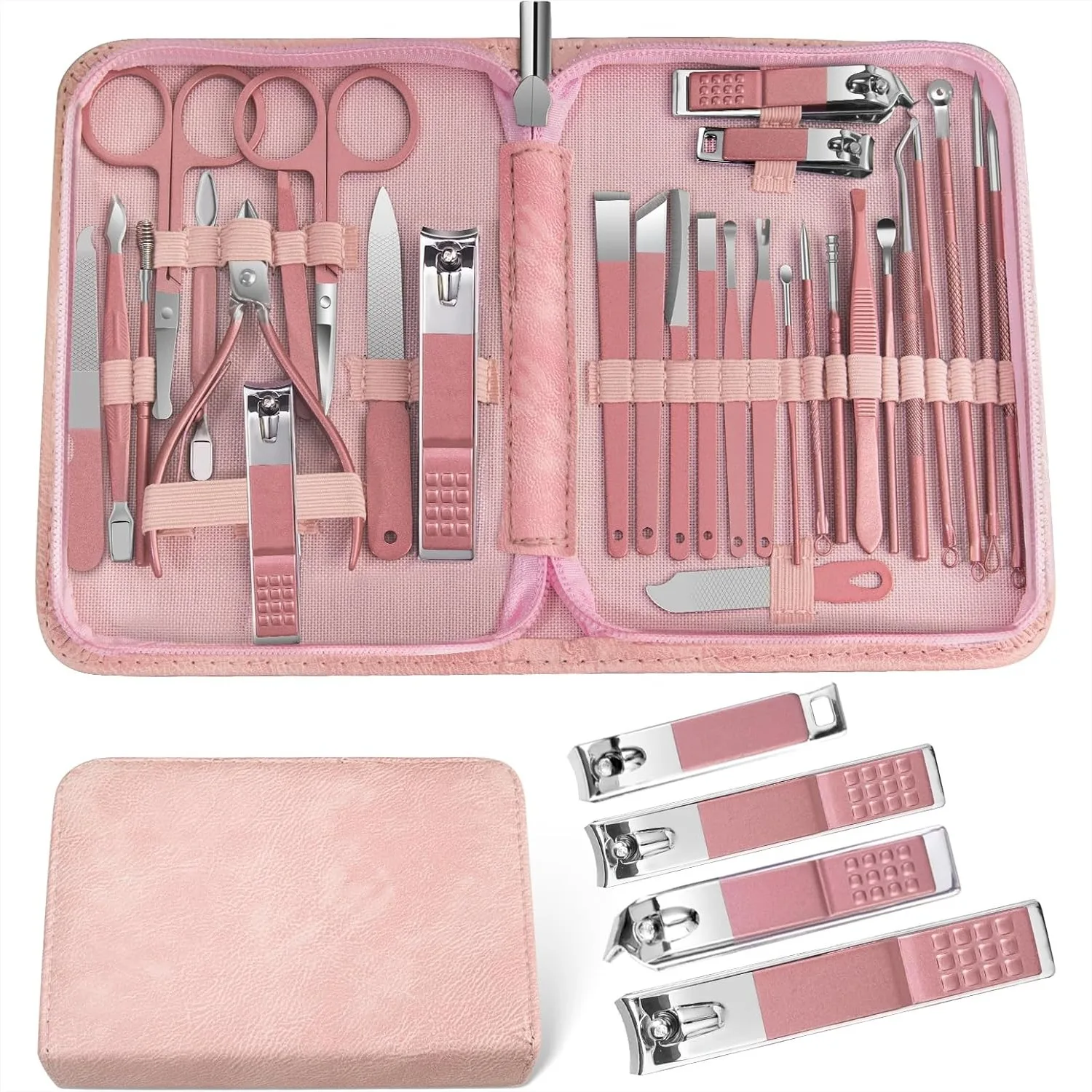 30 in 1 Manicure Kit Professional Nail Set with Pedicure Tools, Stainless Steel Nail Clippers for Women Grooming, Portable
30 in 1 Manicure Kit Professional Nail Set with Pedicure Tools, Stainless Steel Nail Clippers for Women Grooming, Portable