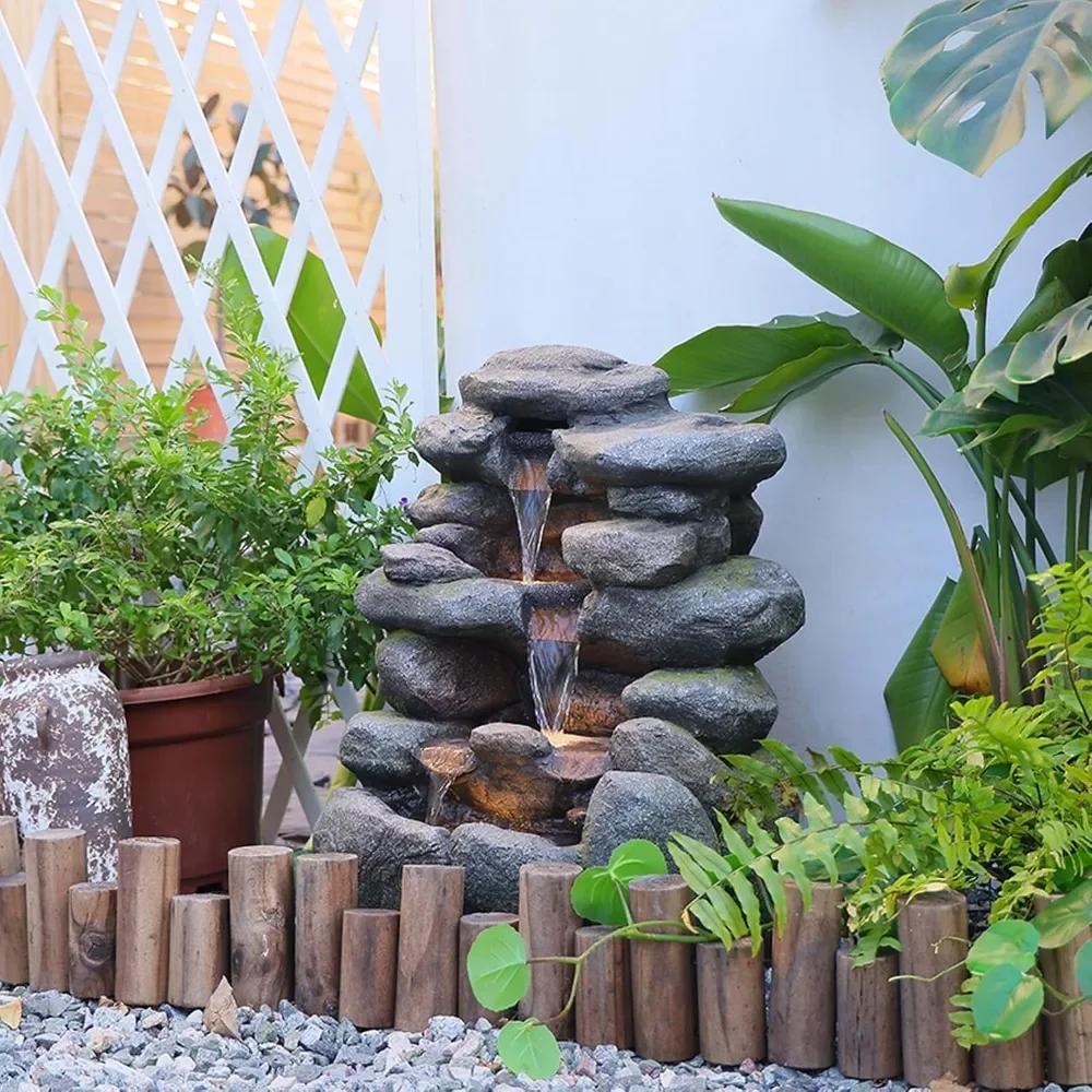 Rock Fountain Outdoor Waterfall Garden Decoration with LED Lights for Lawn & Backyard, Imitation Stone Design Garden Fountain
Rock Fountain Outdoor Waterfall Garden Decoration with LED Lights for Lawn & Backyard, Imitation Stone Design Garden Fountain