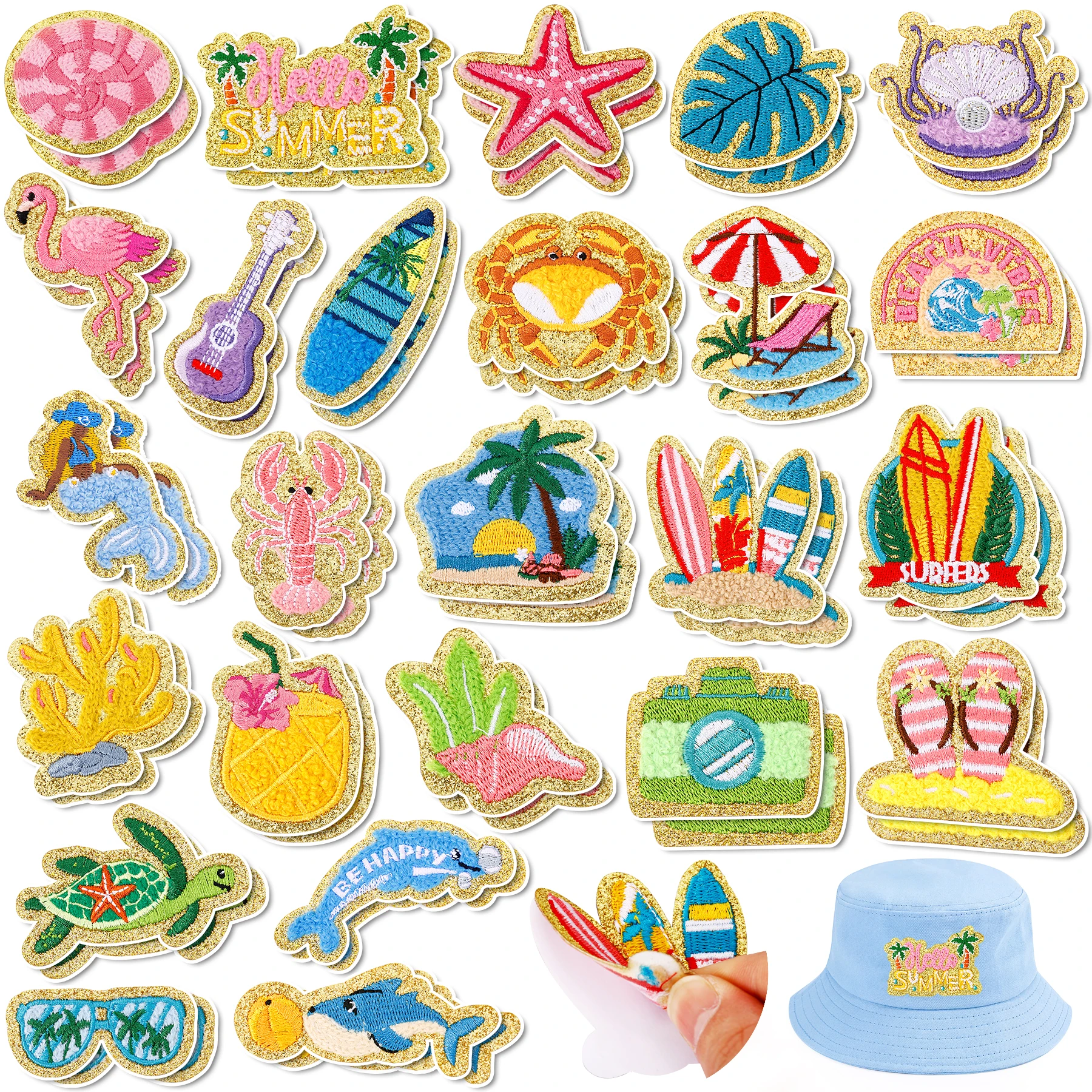 50 Pcs Hello Summer Patches Ocean Patches Self Adhesive Hawaii Beach Patch,Embroidered Cute Coastal Sea Animals Patch Stick on
50 Pcs Hello Summer Patches Ocean Patches Self Adhesive Hawaii Beach Patch,Embroidered Cute Coastal Sea Animals Patch Stick on