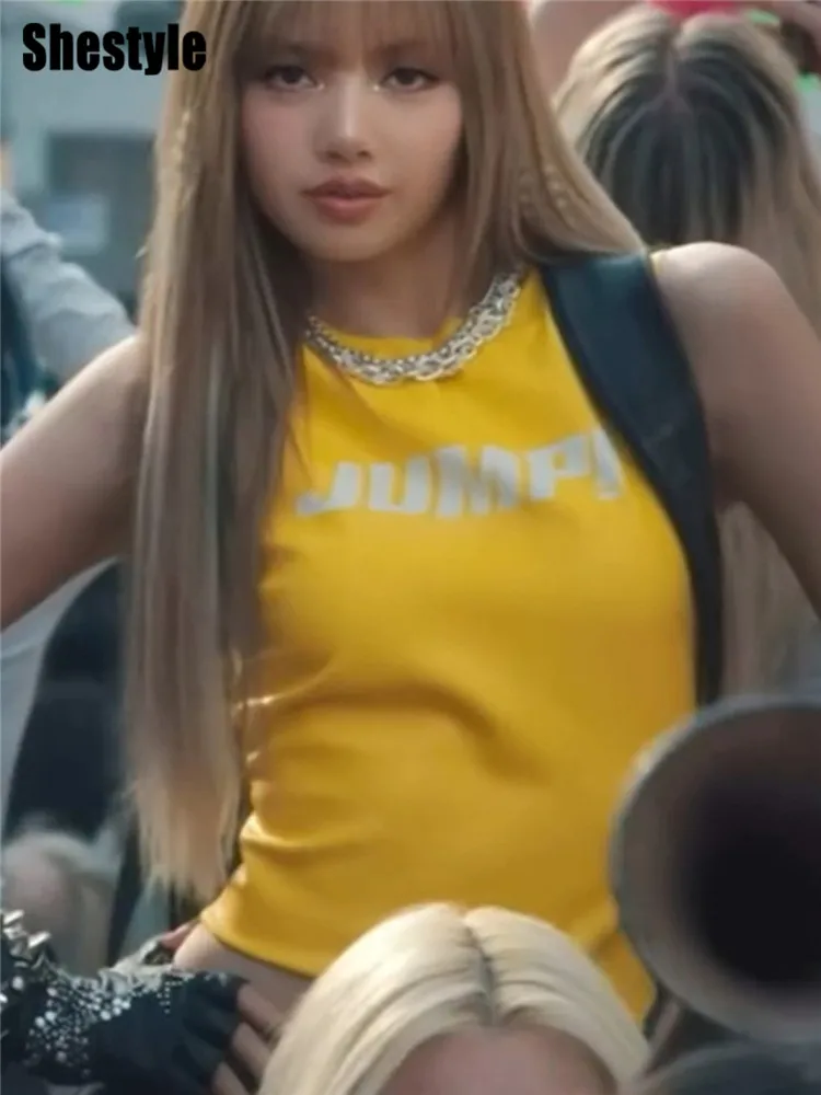 Shestyle JUMP Letter Print Yellow Tank Tops Women Crew Neck Sleeveless PU Leather Slim K-POP Dancing Y3K Crop Camisole Vest
Shestyle JUMP Letter Print Yellow Tank Tops Women Crew Neck Sleeveless PU Leather Slim K-POP Dancing Y3K Crop Camisole Vest