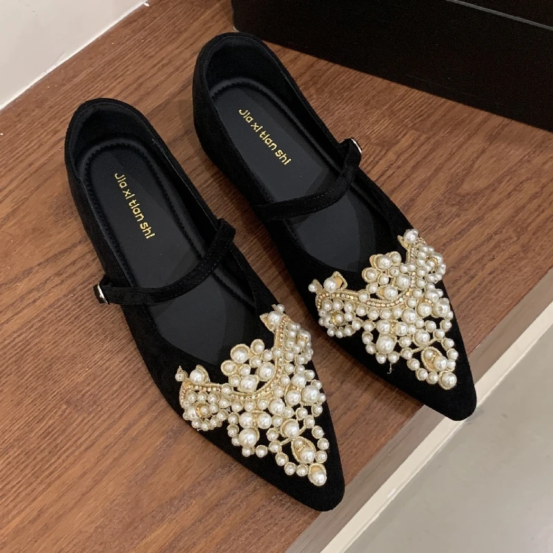 Элегантные туфли Мэри Джейн с бусинами, женские удобные модельные туфли на плоской подошве, женская модная осенняя женская обувь с острым носком
Элегантные туфли Мэри Джейн с бусинами, женские удобные модельные туфли на плоской подошве, женская модная осенняя женская обувь с острым носком