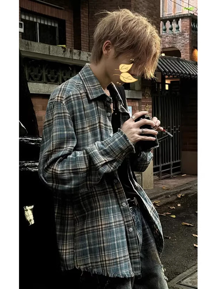 Retro Brued Blue Plaid Men's Oversize Casual Long Sve irt Coat Fringed Loose Fit Breathable Cotton Nylon Blend Summer
Retro Brued Blue Plaid Men's Oversize Casual Long Sve irt Coat Fringed Loose Fit Breathable Cotton Nylon Blend Summer