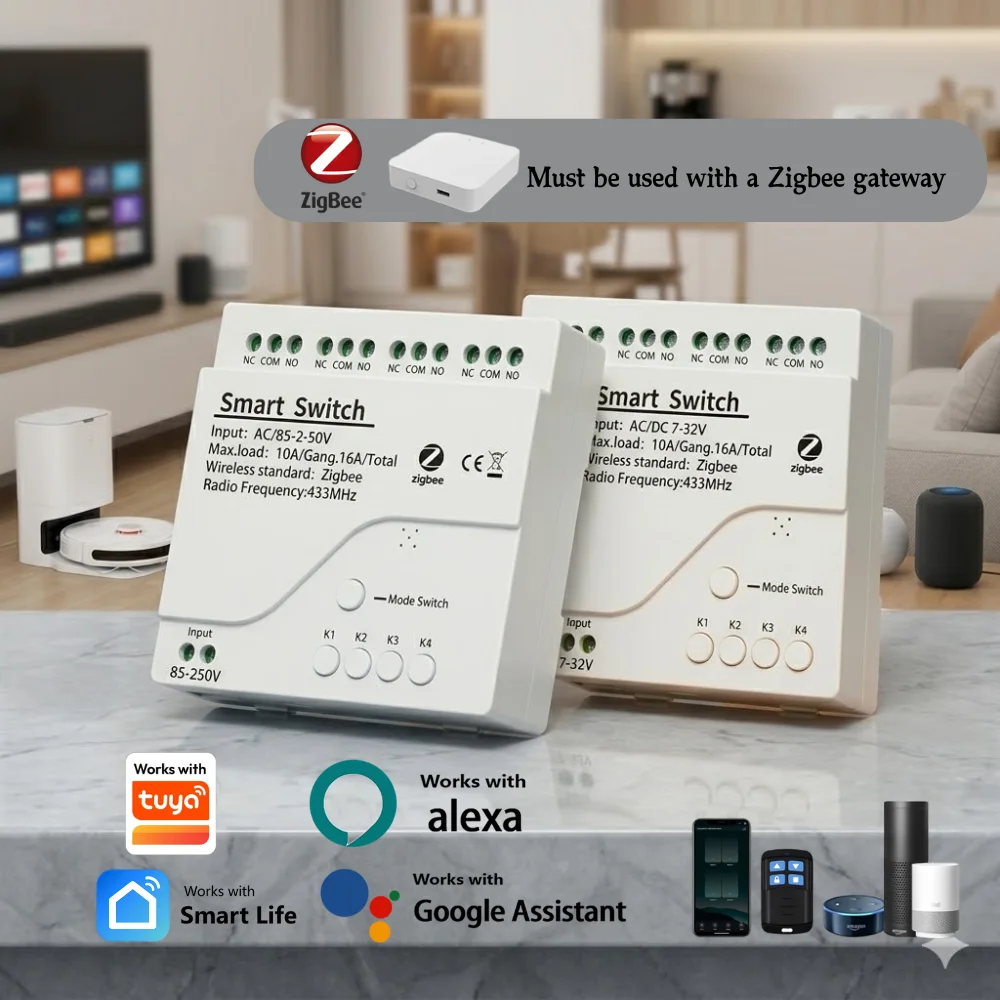 4CH Zigbee DIY Smart Relay Module 10A AC/DC 7-32V 85-250V Wireless Switch Alexa for Light Motor Led Switch Controller
4CH Zigbee DIY Smart Relay Module 10A AC/DC 7-32V 85-250V Wireless Switch Alexa for Light Motor Led Switch Controller