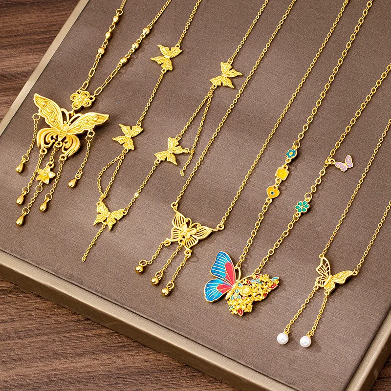 New Ethnic Style Enamel Starry Butterfly Necklace for Women Elegant Gold Butterfly Flower Clavicle Chain Fashion Jewelry
New Ethnic Style Enamel Starry Butterfly Necklace for Women Elegant Gold Butterfly Flower Clavicle Chain Fashion Jewelry