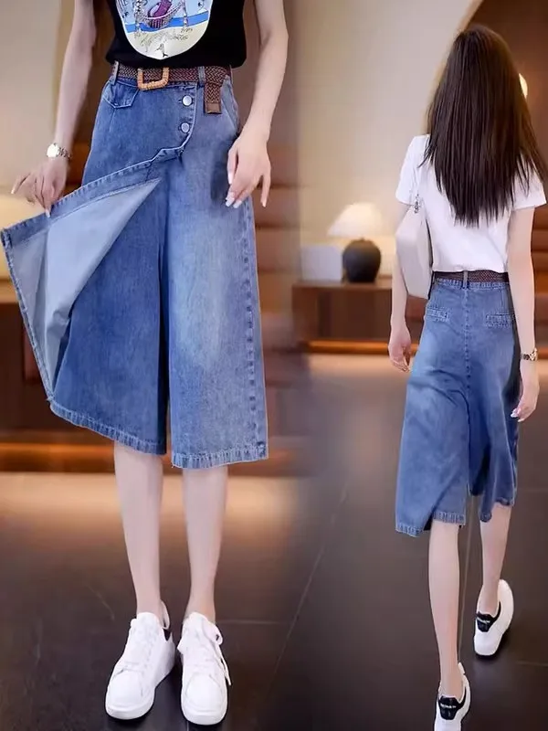 Sixth Division Jeans orts Women's Summer Thin Seven Points Pants 2025 European Sle Wide Leg Pants High Waist A-Line Skirt
Sixth Division Jeans orts Women's Summer Thin Seven Points Pants 2025 European Sle Wide Leg Pants High Waist A-Line Skirt
