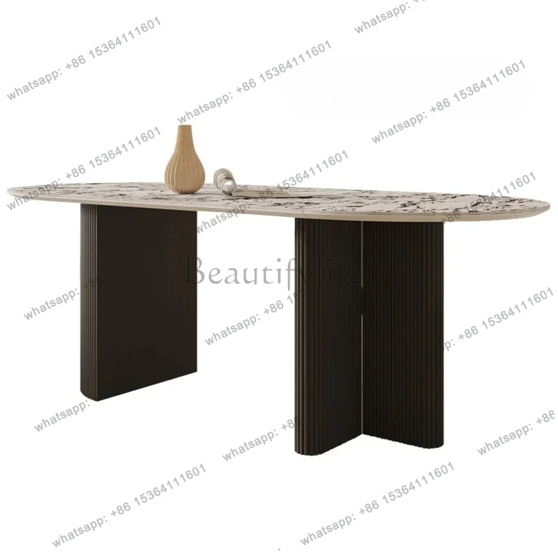 Slate dining table household simple modern high-end folding oval dining table and chair combination fashion
Slate dining table household simple modern high-end folding oval dining table and chair combination fashion