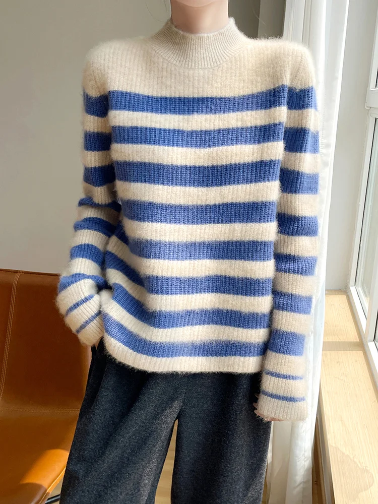 New Autumn Winter Woman Sweater Elegant Female 100% Merino Wool Knitted Pullover Mock Neck Long Sleeve Clothing Tops Lady Jumper
New Autumn Winter Woman Sweater Elegant Female 100% Merino Wool Knitted Pullover Mock Neck Long Sleeve Clothing Tops Lady Jumper
