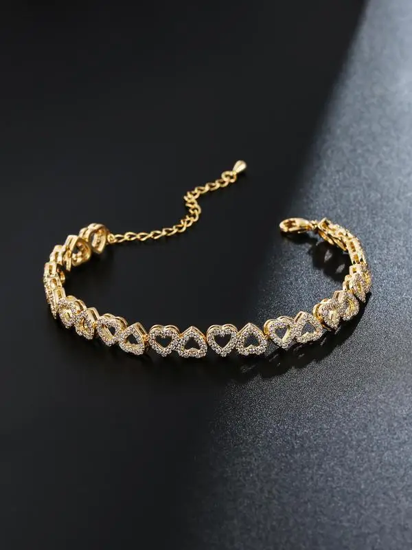 Elegant Gold or Silver Color Plated Shiny Cubic Zirconia Heart Bracelets for For Party Daily Women Girls Moms Girlfriend Gifts
Elegant Gold or Silver Color Plated Shiny Cubic Zirconia Heart Bracelets for For Party Daily Women Girls Moms Girlfriend Gifts