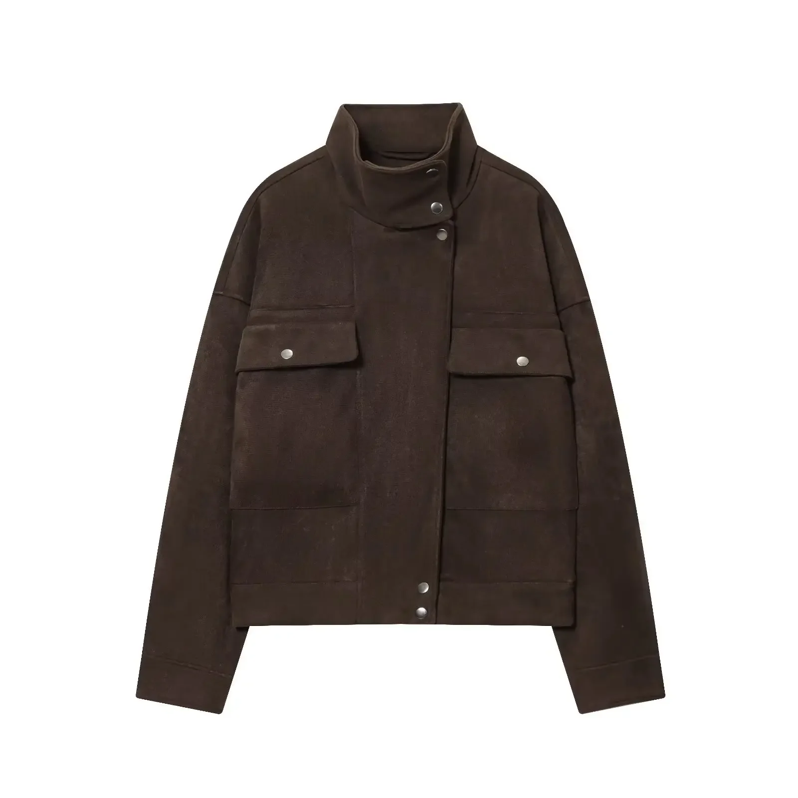 Женская куртка-бомбер большого размера, винтажная куртка-бомбер с воротником-стойкой на молнии и двойным карманом, однотонная укороченная куртка, повседневный новый топ на раннюю осень
Женская куртка-бомбер большого размера, винтажная куртка-бомбер с воротником-стойкой на молнии и двойным карманом, однотонная укороченная куртка, повседневный новый топ на раннюю осень