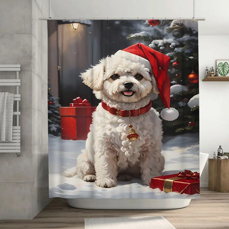 Tuniu очаровательный пудель Рождественский декор для ванной комнаты занавеска для душа праздничный праздник собака портрет водонепроницаемый фон для спа-дома 
Tuniu очаровательный пудель Рождественский декор для ванной комнаты занавеска для душа праздничный праздник собака портрет водонепроницаемый фон для спа-дома