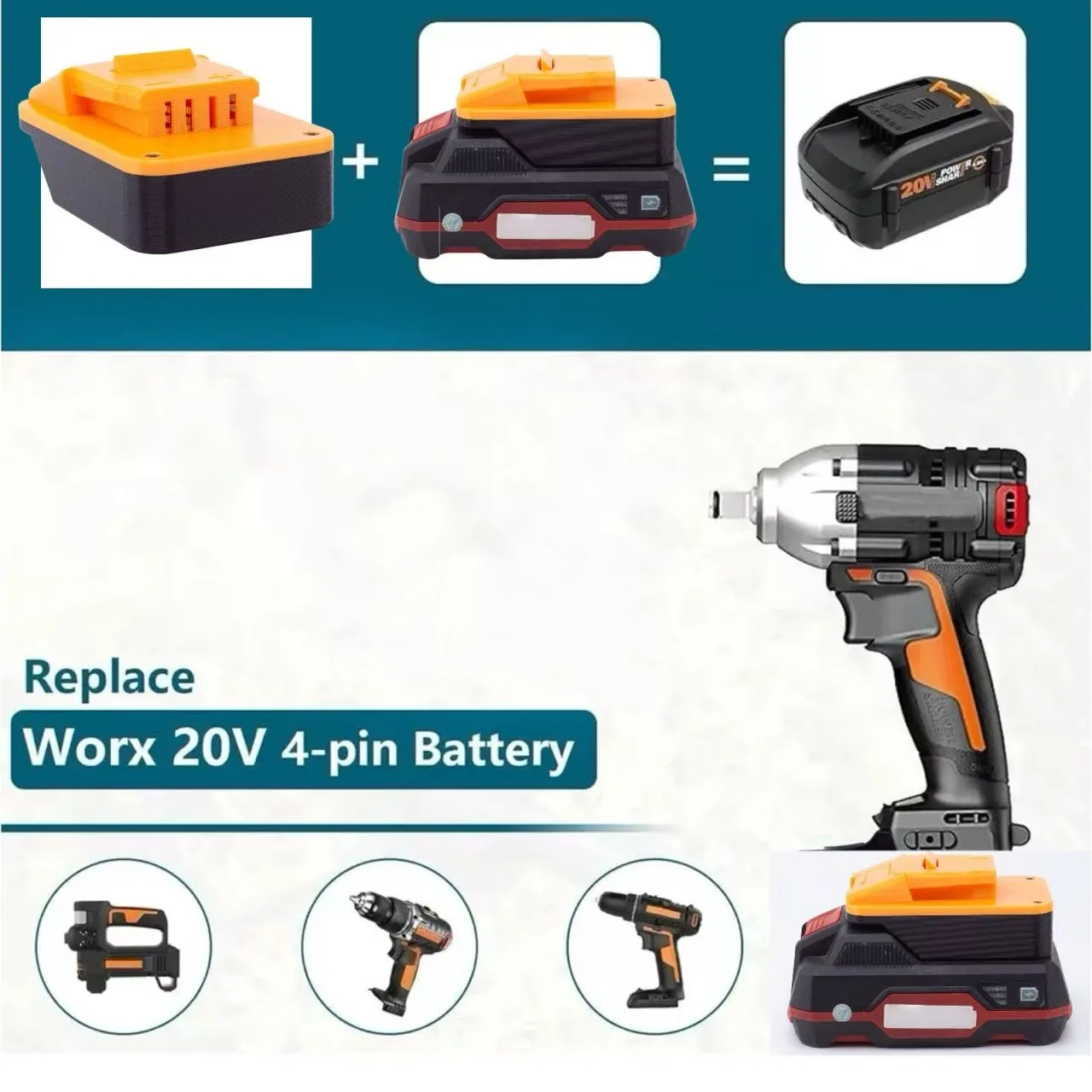 Converter Battery Adapter for PARKSIDE 20V to For Worx 18V 4pin Power ToolTO WORX 20V 4PIN Cordless Drill Tools (Only Adapter)
Converter Battery Adapter for PARKSIDE 20V to For Worx 18V 4pin Power ToolTO WORX 20V 4PIN Cordless Drill Tools (Only Adapter)