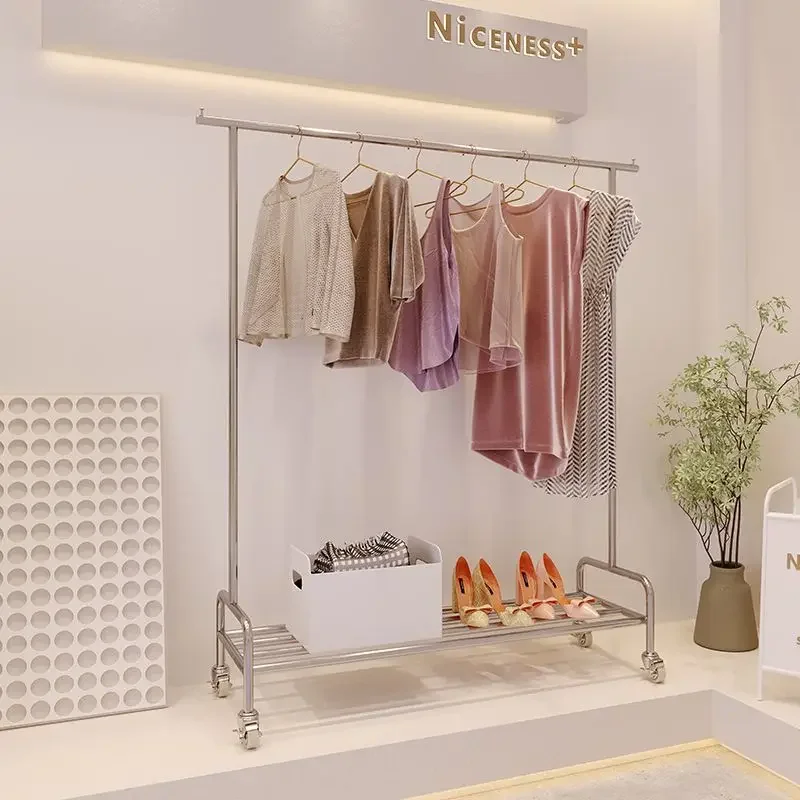 Factory New Stainless Steel Hanger Clothing Display Rack Display Rack Women's Clothing Store Hanger Floor Type
Factory New Stainless Steel Hanger Clothing Display Rack Display Rack Women's Clothing Store Hanger Floor Type