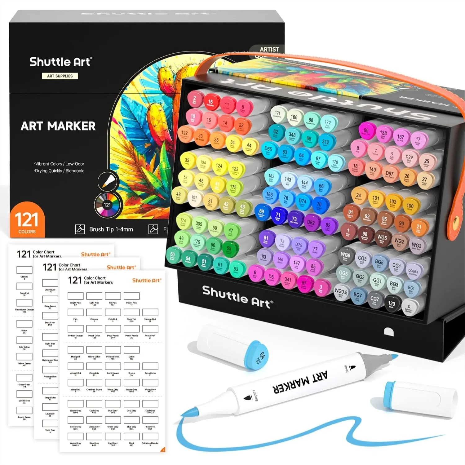 121 Colors Alcohol Markers, Dual Tip Brush & Fine Tip Art Marker Set with Case for Coloring Sketching
121 Colors Alcohol Markers, Dual Tip Brush & Fine Tip Art Marker Set with Case for Coloring Sketching