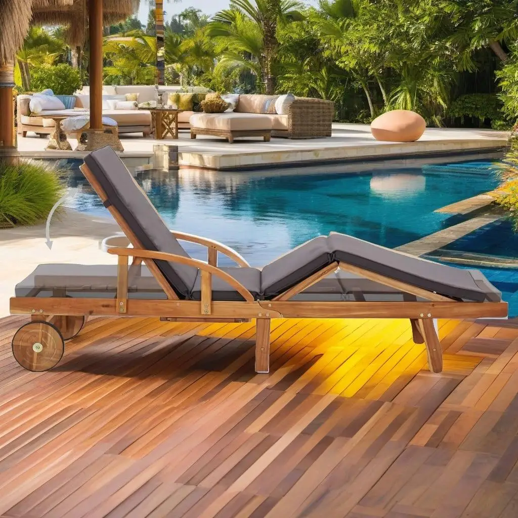Acacia Wood Sun Lounger with Cushion - Stylish Outdoor Relaxation Chair
Acacia Wood Sun Lounger with Cushion - Stylish Outdoor Relaxation Chair