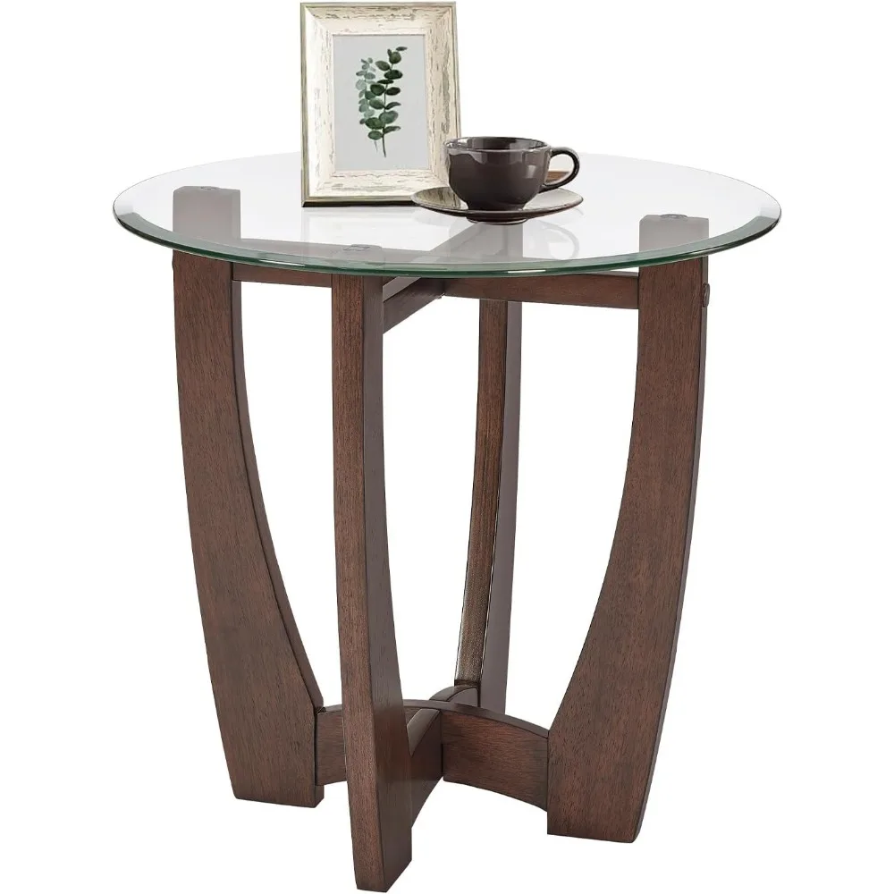 Glass End Table, 23.5" Round Side Tables with Tempered Glass Top Cross and Solid Wood Base Small Night Stand for Living Room
Glass End Table, 23.5" Round Side Tables with Tempered Glass Top Cross and Solid Wood Base Small Night Stand for Living Room