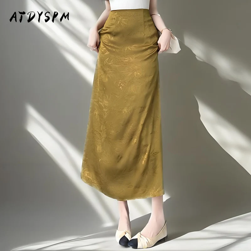 Elegant French Style Jacquard Satin Skirt for Women Chic Split A-Line Skirt New Fashionable High Waist Long Skirts Femme
Elegant French Style Jacquard Satin Skirt for Women Chic Split A-Line Skirt New Fashionable High Waist Long Skirts Femme