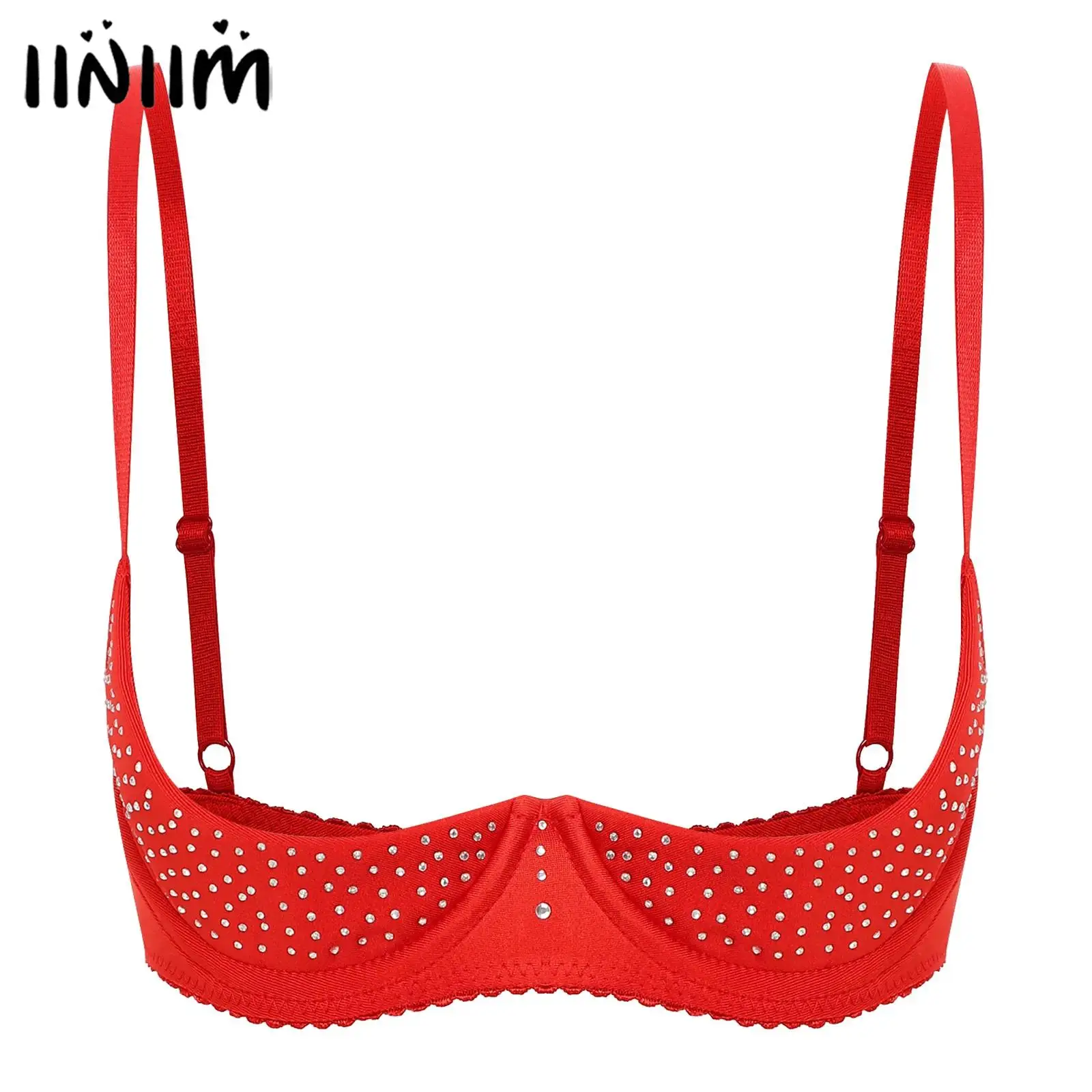 Womens Sparkly Rhinestone Open Chest Bra Lingerie Bare Exposed Breast Brassiere Underwire Half Cup Push Up Balconettes Underwear
Womens Sparkly Rhinestone Open Chest Bra Lingerie Bare Exposed Breast Brassiere Underwire Half Cup Push Up Balconettes Underwear