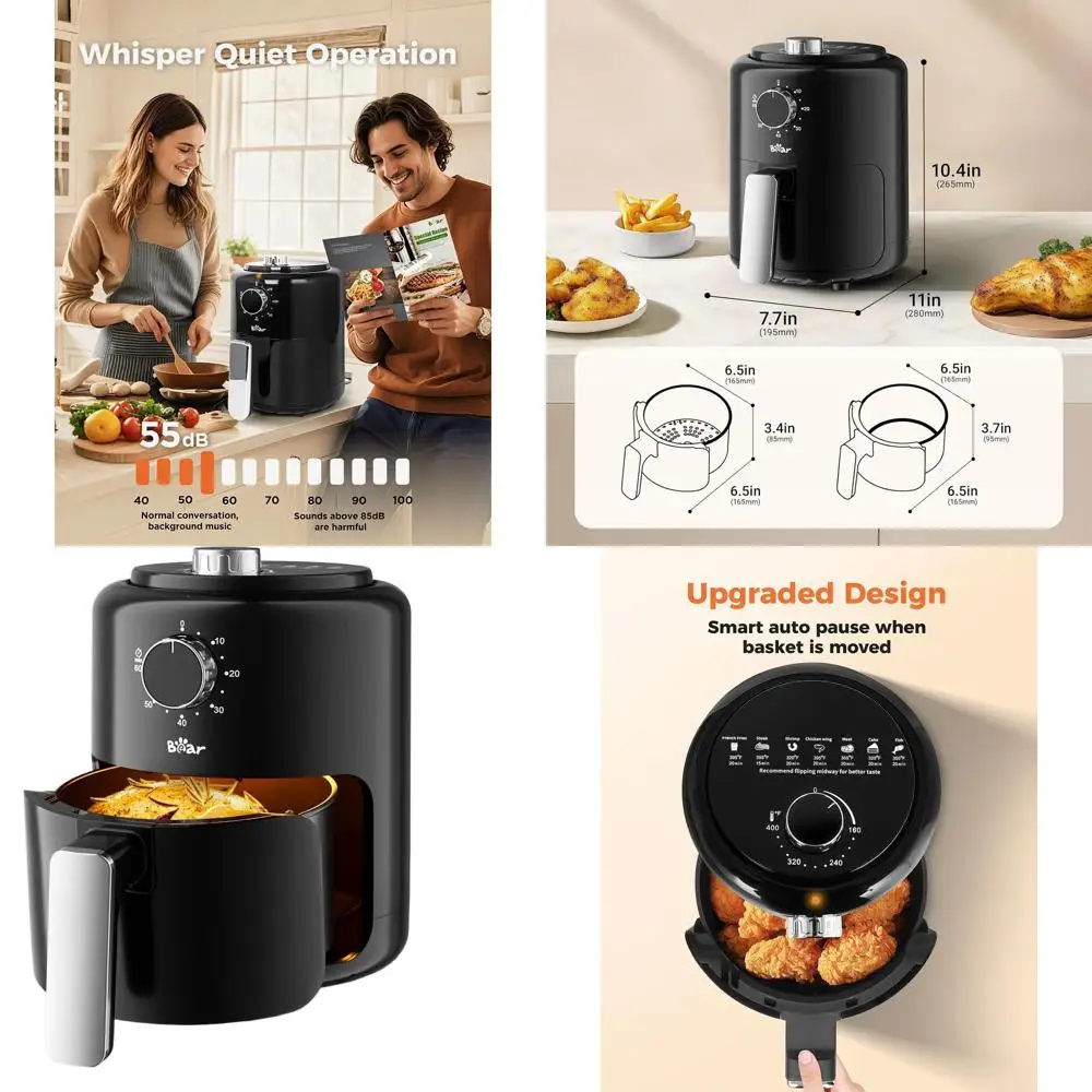 Compact 2.1 QT Mini Airfryer with Adjustable Time & Temp for 1-2 People, Nonstick Basket for Quick Healthy Meals & Snacks
Compact 2.1 QT Mini Airfryer with Adjustable Time & Temp for 1-2 People, Nonstick Basket for Quick Healthy Meals & Snacks