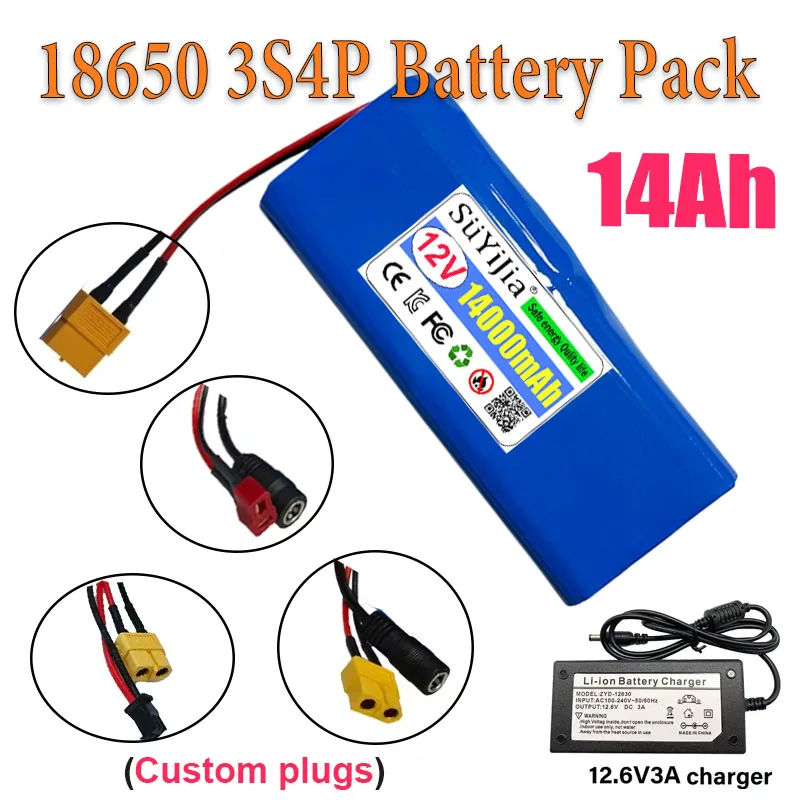 New 11.1V 14000mAh 12.6V 3S4P 18650 Rechargeable Lithium-ion Battery Pack W/ BMS Router Battery Bait Ship Emergency Power Supply
New 11.1V 14000mAh 12.6V 3S4P 18650 Rechargeable Lithium-ion Battery Pack W/ BMS Router Battery Bait Ship Emergency Power Supply