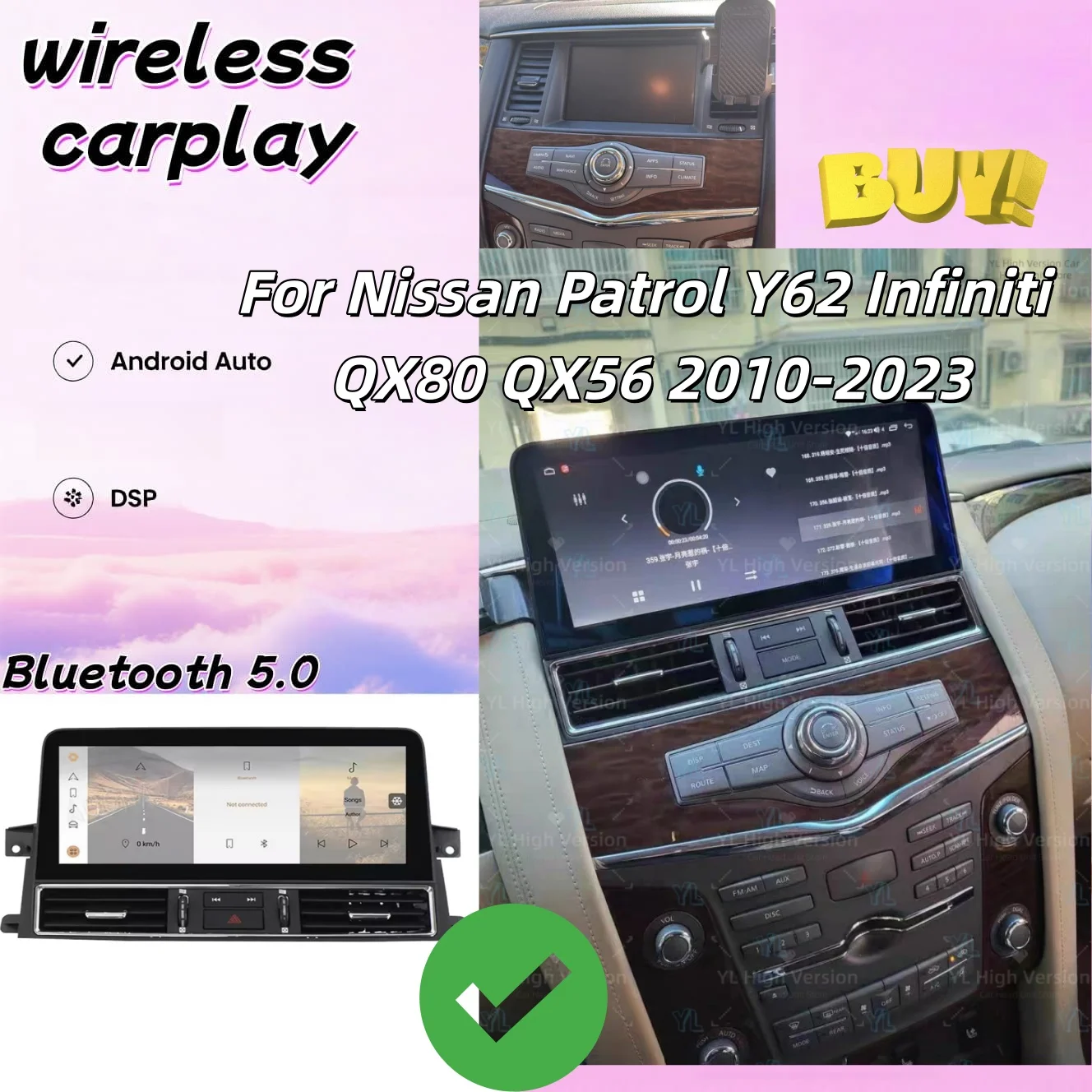 CY For Nissan Patrol Armada Y62 Infiniti QX80 QX56 2010-2023 Android14 Touch Screen Car Multimedia Radio GPS Nav 4G WiFi CarPlay
CY For Nissan Patrol Armada Y62 Infiniti QX80 QX56 2010-2023 Android14 Touch Screen Car Multimedia Radio GPS Nav 4G WiFi CarPlay