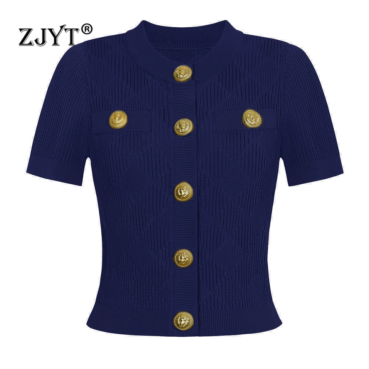 ZJYT Summer Knitted Cardigan Tops for Women O-Neck Short Sleeve Single Breasted Button Sweaters Elegant Jersey Female Knitwears
ZJYT Summer Knitted Cardigan Tops for Women O-Neck Short Sleeve Single Breasted Button Sweaters Elegant Jersey Female Knitwears