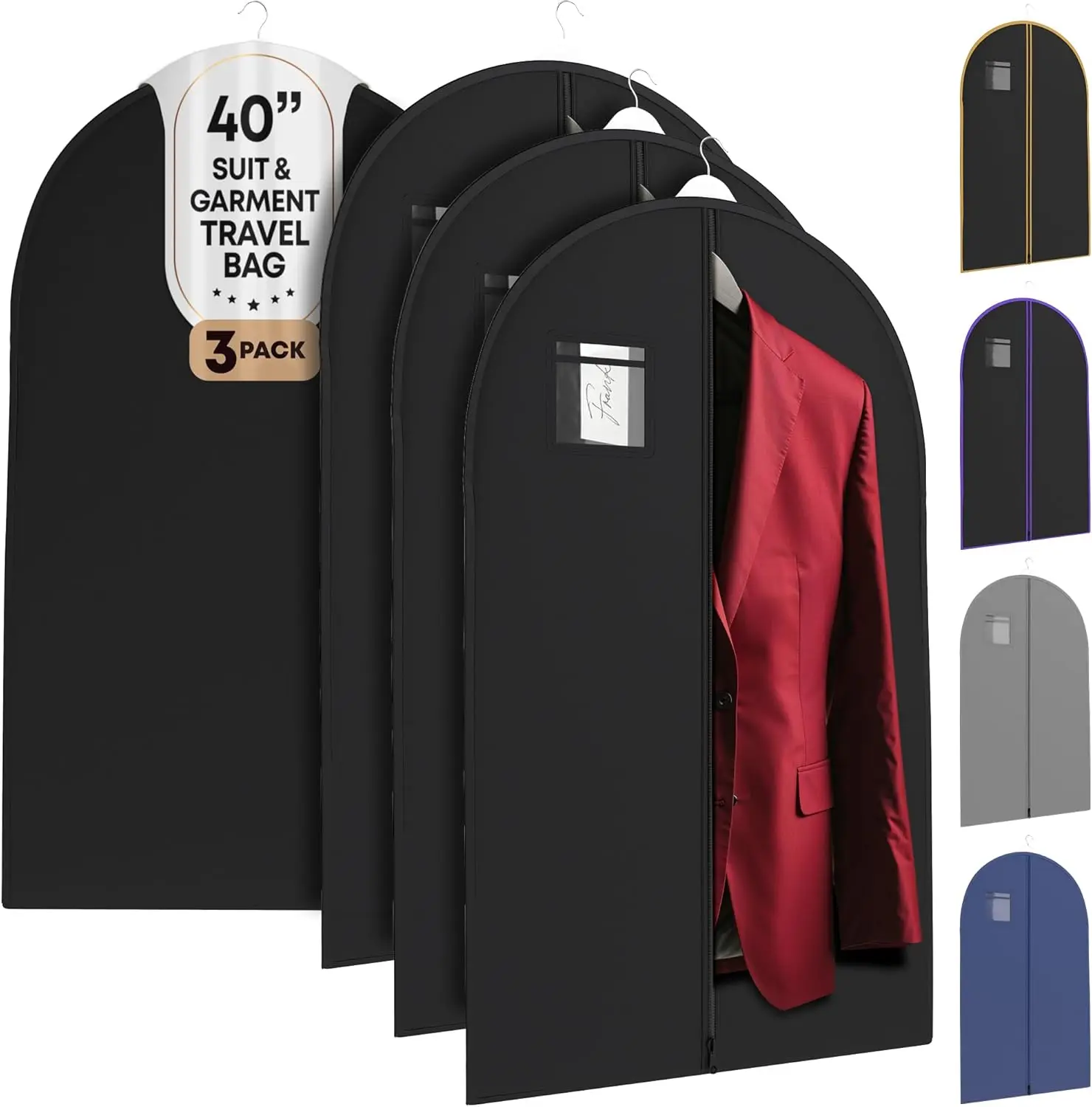 Durable Water-Resistant Garment Bag for Travel – 40x24 inch, Pack of 3, Black
Durable Water-Resistant Garment Bag for Travel – 40x24 inch, Pack of 3, Black