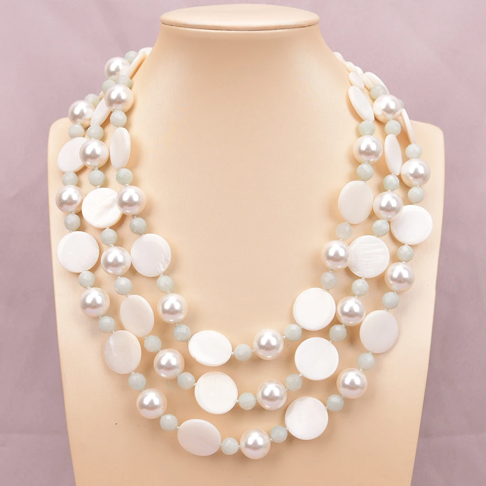 APDGG A49 Handmade 3 Rows Natural Mix Stone Shell Jade Multi Strands Necklace
APDGG A49 Handmade 3 Rows Natural Mix Stone Shell Jade Multi Strands Necklace