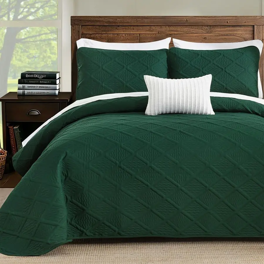 Комплект постельного белья King Size, изумрудно-зеленое летнее покрывало, 3 предмета, с ромбовидным узором, тонкое, легкое, с 2 подушками
Комплект постельного белья King Size, изумрудно-зеленое летнее покрывало, 3 предмета, с ромбовидным узором, тонкое, легкое, с 2 подушками