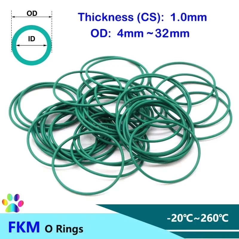10/50pcs Green FKM O Ring Sealing Gasket CS 1.0mm OD 4~32mm Insulation High Temperature Resistant Fluorine Rubber O Ring Gaskets
10/50pcs Green FKM O Ring Sealing Gasket CS 1.0mm OD 4~32mm Insulation High Temperature Resistant Fluorine Rubber O Ring Gaskets