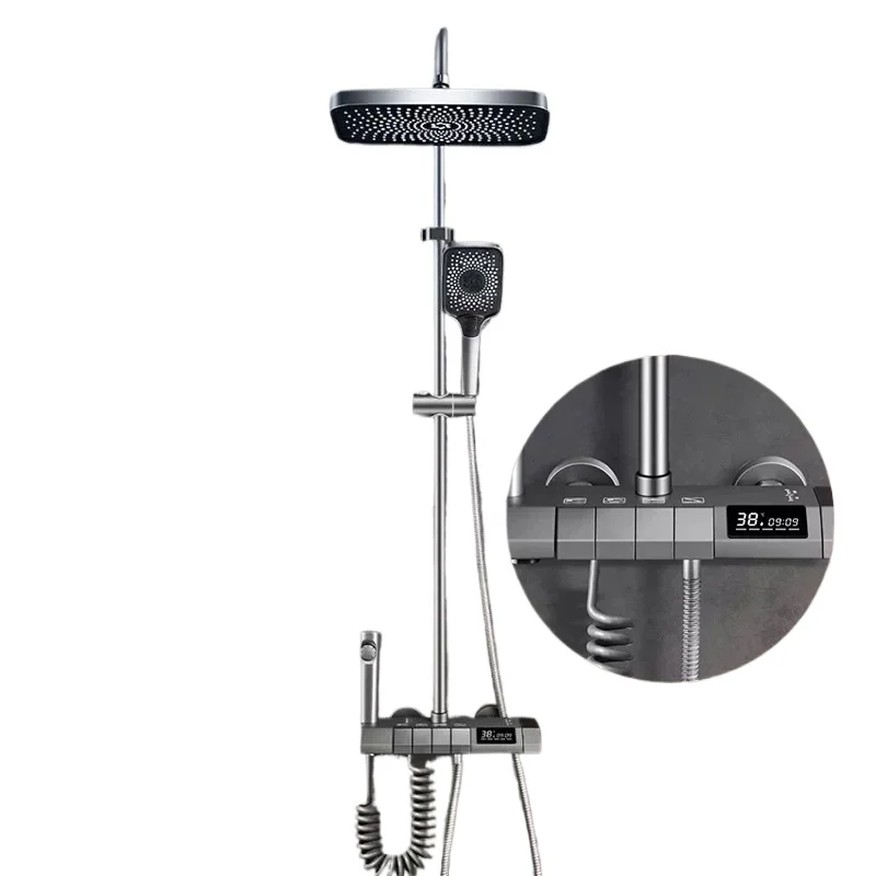 Digital display shower system, bathroom temperature control set, bathtub wall mounted hot and cold faucet set
Digital display shower system, bathroom temperature control set, bathtub wall mounted hot and cold faucet set