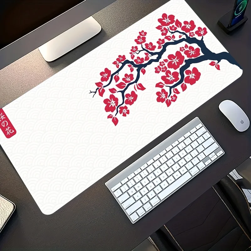 A large-sized rubber office desk accessory with a white background and red cherry blossom branch pattern, anti-slip and washable
A large-sized rubber office desk accessory with a white background and red cherry blossom branch pattern, anti-slip and washable