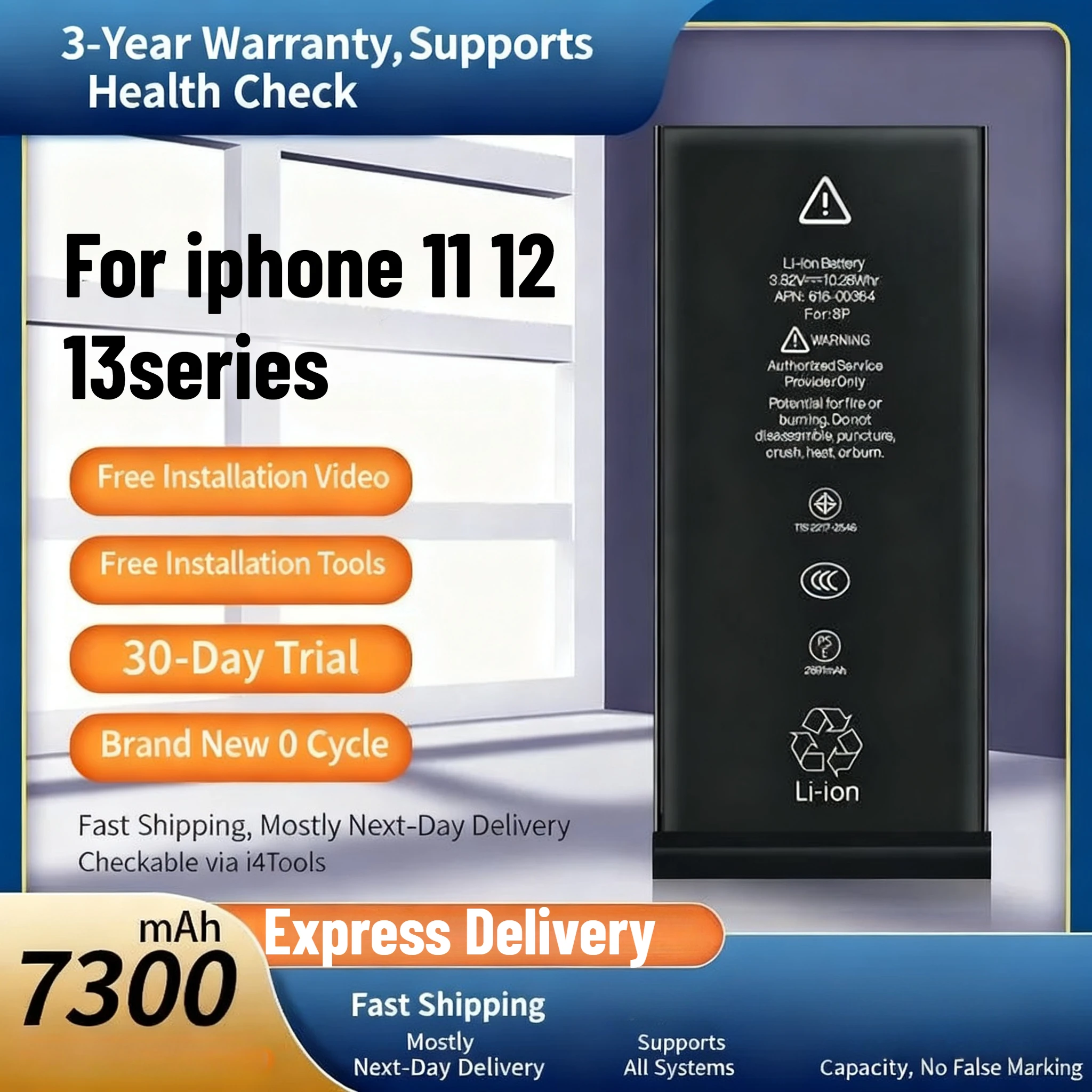 Аккумулятор большой емкости емкостью 7700 мАч для iPhone 11, 12, 13 серии, замена с бесплатными инструментами для установки
Аккумулятор большой емкости емкостью 7700 мАч для iPhone 11, 12, 13 серии, замена с бесплатными инструментами для установки