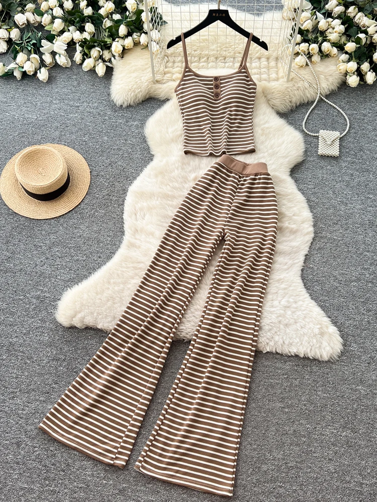 Slimming Effect Korean Style Commute Stripe Crop Top And Wide Leg Pants Two Piece Set for Women Summer New Fashion Outfit
Slimming Effect Korean Style Commute Stripe Crop Top And Wide Leg Pants Two Piece Set for Women Summer New Fashion Outfit