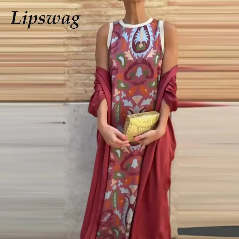Women Elegant Sleeveless Dress & Cardigan Commuter Set Casual Long Sleeve Loose Print Two Piece Suit Fashion Hight Street Outfit
Women Elegant Sleeveless Dress & Cardigan Commuter Set Casual Long Sleeve Loose Print Two Piece Suit Fashion Hight Street Outfit