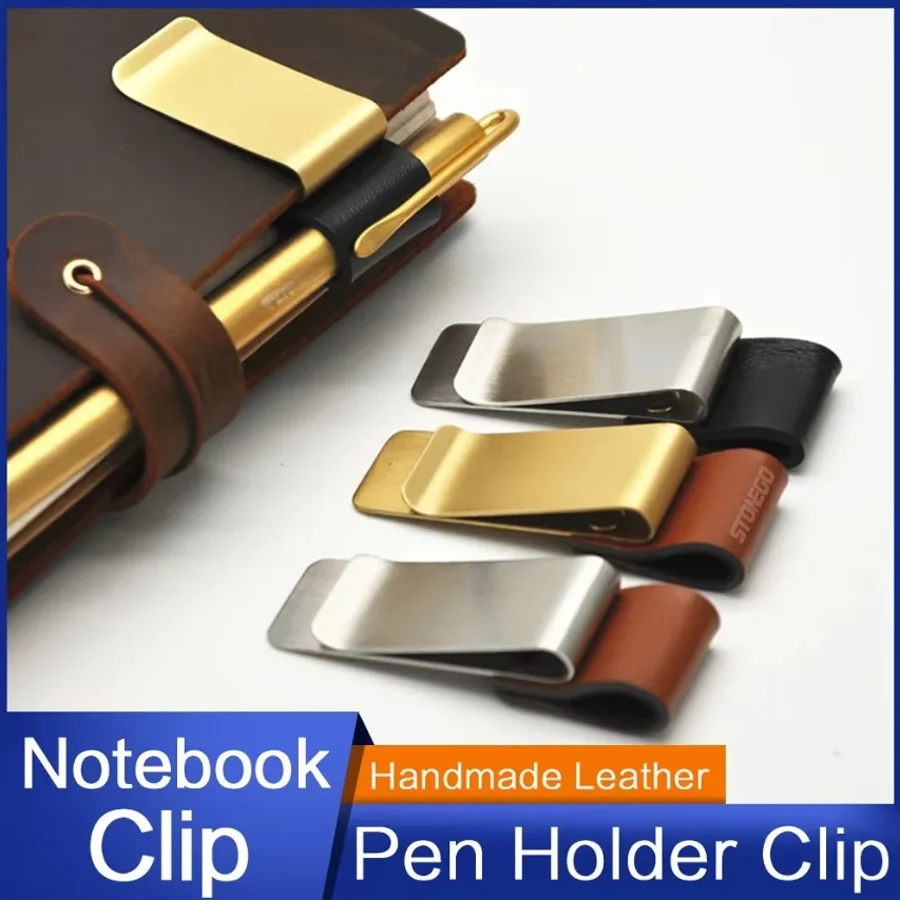 STONEGO Handmade Leather Brass Stainless Steel Pen Holder Clip Journal Notebook Paper Folder Writing Office Supplies
STONEGO Handmade Leather Brass Stainless Steel Pen Holder Clip Journal Notebook Paper Folder Writing Office Supplies