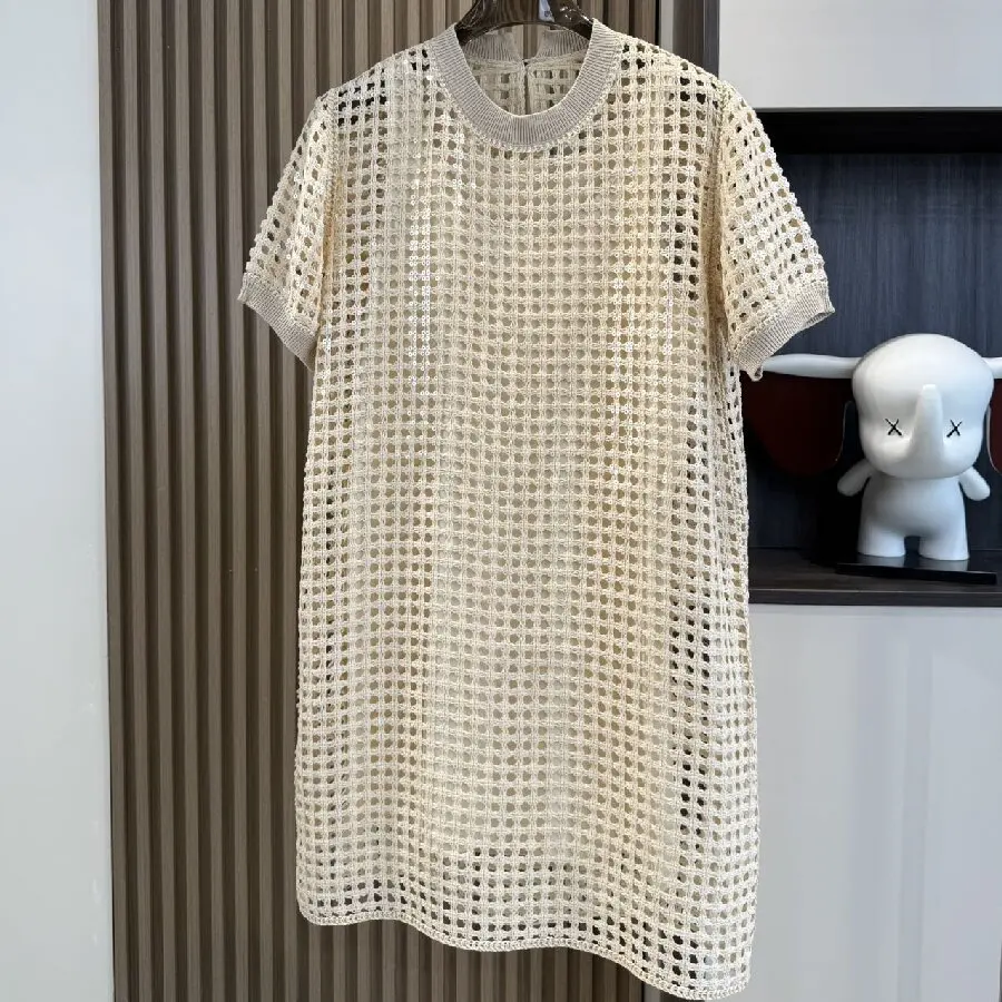2026 Summer Women's New Sequin Hollow-Out Short-Sleeve Dress with Camisole and Inner Layer Two-Piece Set
2026 Summer Women's New Sequin Hollow-Out Short-Sleeve Dress with Camisole and Inner Layer Two-Piece Set