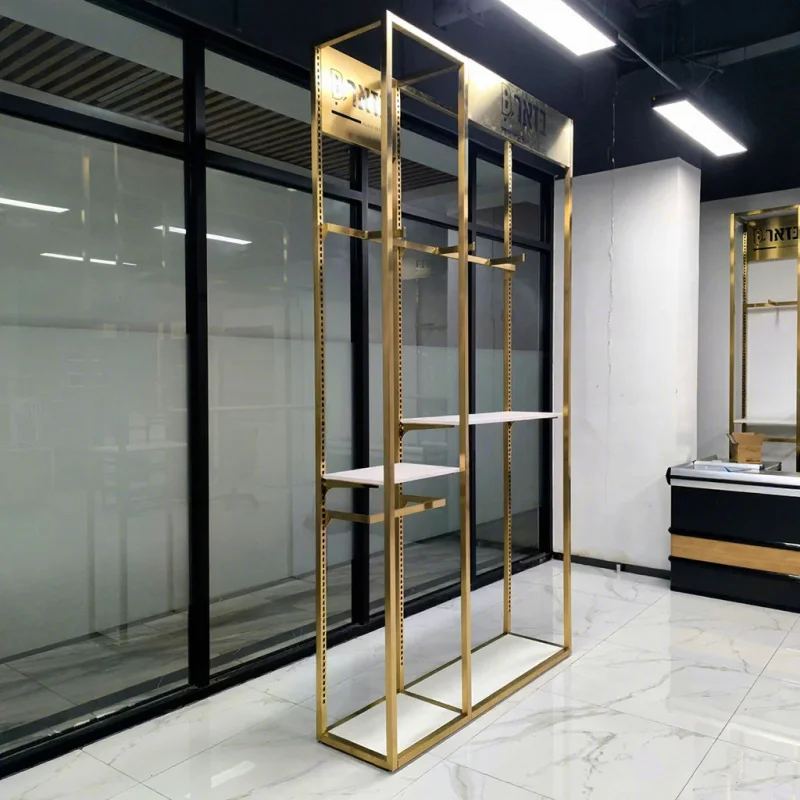 Customize.Display Stand Clothing Gold Clothing Shelves Clothing Rack Retail
Customize.Display Stand Clothing Gold Clothing Shelves Clothing Rack Retail