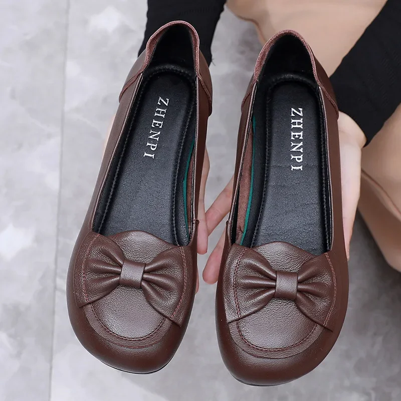 Size35-43 Spring Autumn Genuine Leather Soft Bottom Women Shoes Mom Women Slip-On Shallow Mouth Bow Casual Flat Black Work Shoes
Size35-43 Spring Autumn Genuine Leather Soft Bottom Women Shoes Mom Women Slip-On Shallow Mouth Bow Casual Flat Black Work Shoes