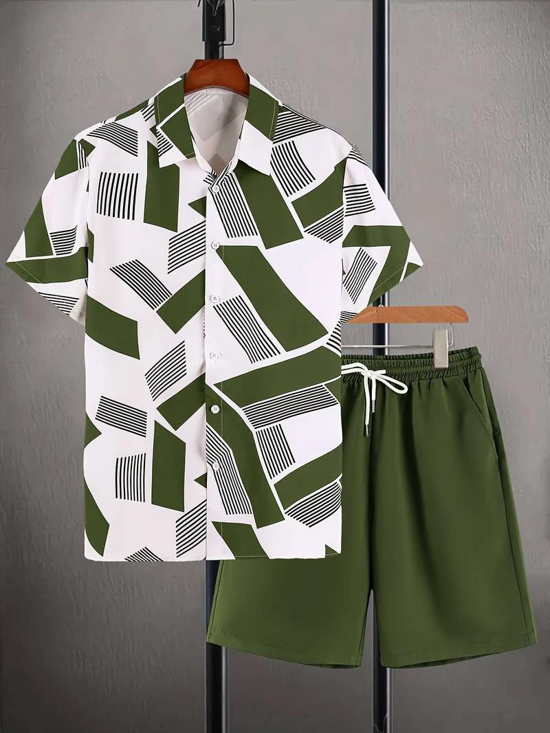 Men's 2PCS Casual Loungewear Set, Printed Short Sleeve Button Shirt & Red Shorts, Homewear and Streetwear Outfit Pajama Set
Men's 2PCS Casual Loungewear Set, Printed Short Sleeve Button Shirt & Red Shorts, Homewear and Streetwear Outfit Pajama Set