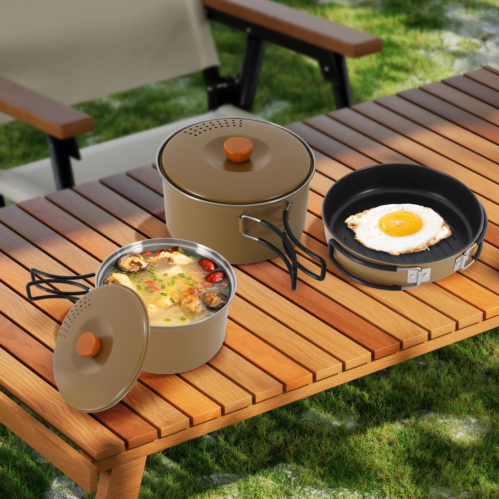 2L+1.4L+0.8L Camping Pots & Pans 304 Stainless Steel Camping Cookware Cooking Set
2L+1.4L+0.8L Camping Pots & Pans 304 Stainless Steel Camping Cookware Cooking Set