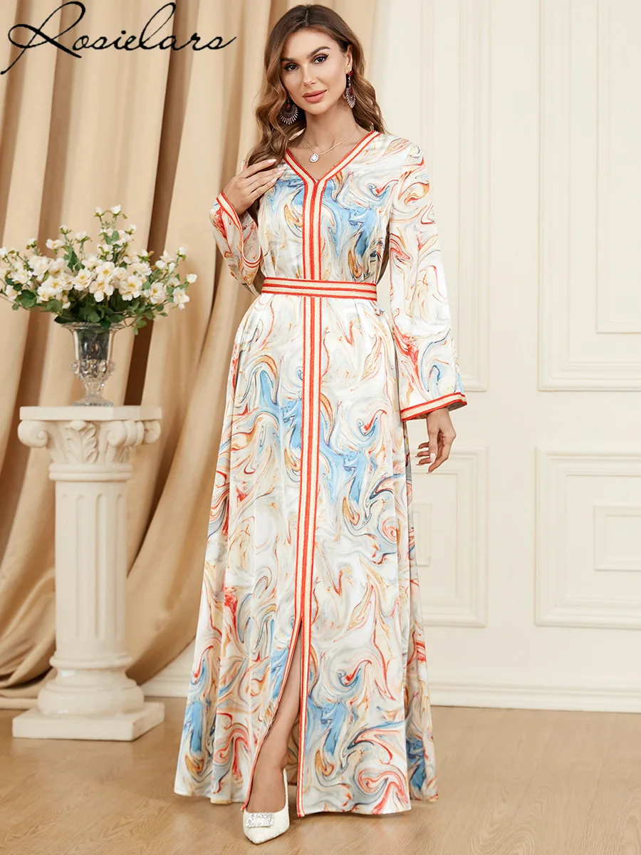 Casual Dubai Abayas for Womens V-Neck Embroidery Long Dress Ramadan Robe Vestidos Caftan Femme Evening Maxi Dresses Muslim Sets
Casual Dubai Abayas for Womens V-Neck Embroidery Long Dress Ramadan Robe Vestidos Caftan Femme Evening Maxi Dresses Muslim Sets