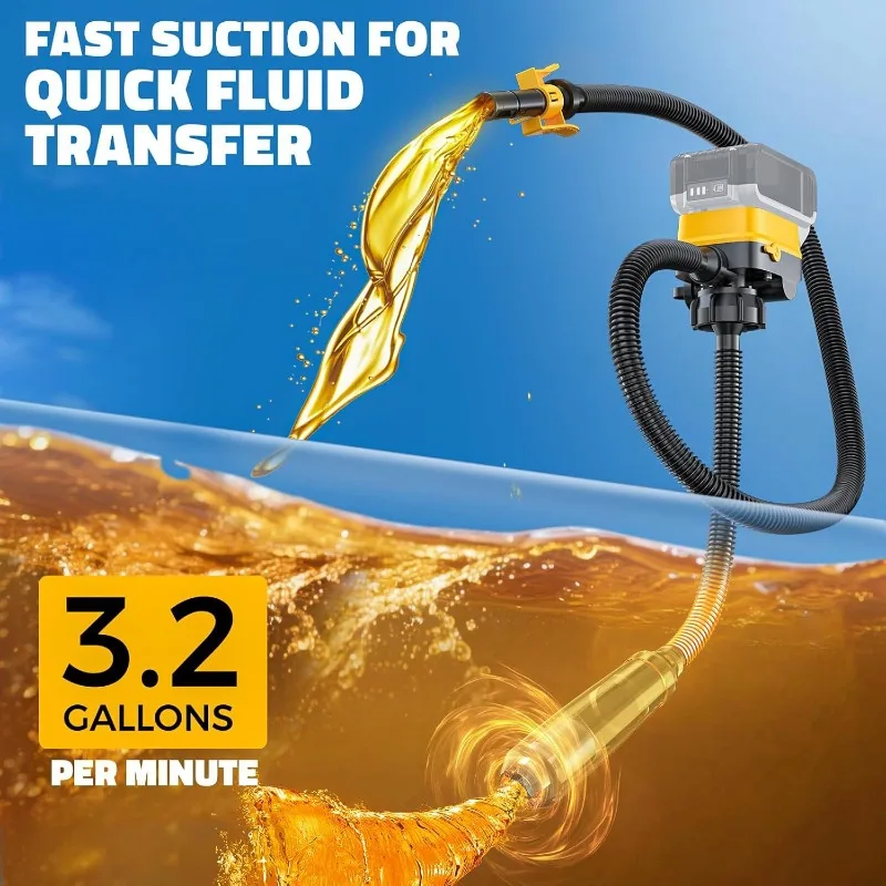 3.2 gallons per minute portable fuel pump, compatible with DeWalt 20V and Milwaukee 18V power tools
3.2 gallons per minute portable fuel pump, compatible with DeWalt 20V and Milwaukee 18V power tools